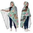 thumbnail image 2 of Wearable Blanket,Dachshund and Flower Hooded Wearable Flannel Blanket for Adults & Teens with Buckle,Winter Poncho Shawl Wrap Cape,60"x80", 2 of 5
