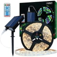 thumbnail image 1 of Tira de LED con energía solar para exteriores, tira de LED impermeable IP67 de 5 m 280 LED, luces LED de color blanco cálido con control remoto, 8 modos de iluminación 2835 SMD Fairy Lig, 1 of 5