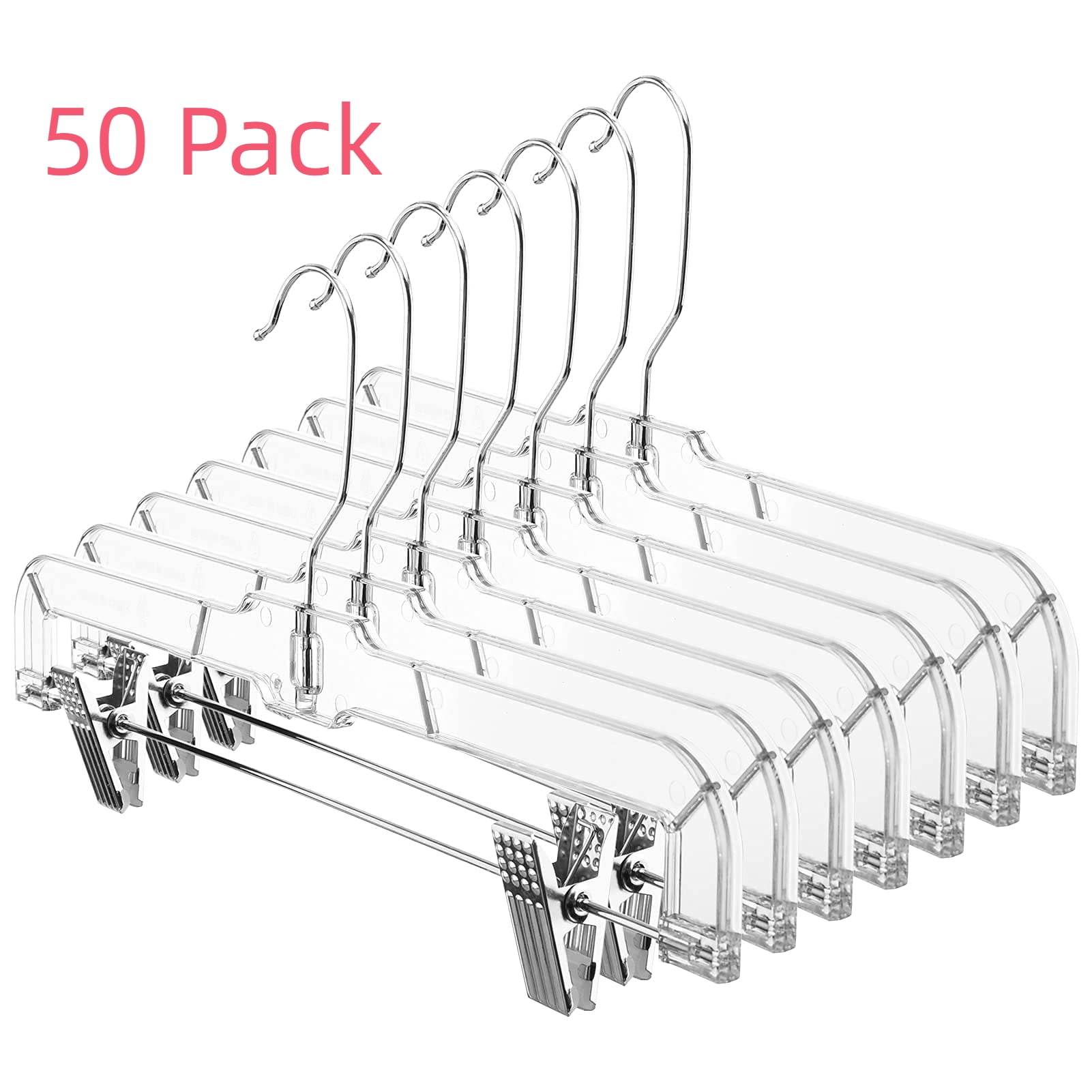 Metronic Plastic Pant Hangers with Clips, 50 Pack Clothes Hangers