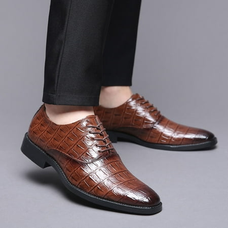 

Tuscom Fashion Men s Business Shoes Pointed Lace-Up Shoes Color Matching Leather Shoes