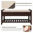 thumbnail image 3 of DEALTOPS Vintage Storage Bench with 2 Drawers and Soft Cushion, Multipurpose Shoe Rack for Entryway - Espresso, 3 of 8