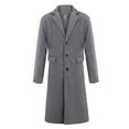 thumbnail image 5 of IYTR Mens Winter Coat Long Sleeve Jacket Button Up Lapel Mid-length Suit Jacket Coat with Pocket Solid Color Gray S, 5 of 6