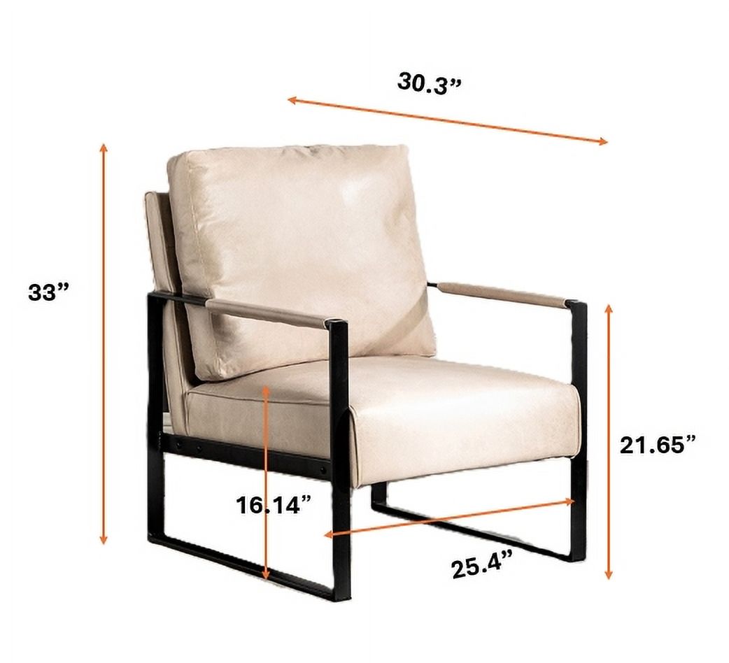 Mintazer Modern Microfiber Accent Chair, Square Metal Frame Lounge Armchair for Living Room Bedroom Office, Light Camel