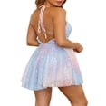 thumbnail image 3 of POINTERTECK Robe Mini à Paillettes pour Femmes Col en V Profond Dos Nu Robe de Soirée Club Disco Mini Robes, 3 of 6