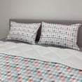 thumbnail image 2 of Abstract Comforter & Sham Bedding Set, Classic Hounstooth Motifs Old Fashioned Timeless Illustration, 3 pcs Duvet Set Microfiber Filling Quilt, 5 Sizes, Dark Coral Mint Green, by Ambesonne, 2 of 4