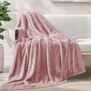 Exclusivo Mezcla Plush Fuzzy Large Fleece Throw Blanket (50 x 70, Dusty Pink)- Soft, Warm and Lightweight