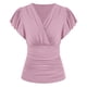 thumbnail image 1 of Blusa fruncida ajustada con cuello en V y parte delantera cruzada, blusas de manga corta, camisas para mujer y niña, 1 of 2