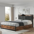 thumbnail image 4 of CazToi Full Size Platform Bed with Charging Headboard & 4 Storage Drawers Linen Upholstered No Box Spring Needed, 4 of 7