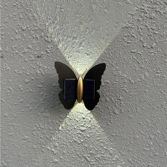 Waterproof Solar Wall Lights Outdoor, Butterfly Design LED Sconce with Up & Down Lighting, IP65 Solar Powered Lights for Garden, Balcony, Hallway, Yard Decor(Warm Light)