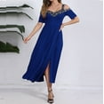 thumbnail image 2 of Brnmxoke Women's Cold Shoulder Mother of The Bride Dress Formal Elegant Summer Wedding Guest Gown Plus Size Cocktail Dresses 2025 Blue,XXXXXL, 2 of 6