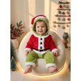 thumbnail image 5 of RUINIXCW Kids Toddler Baby Christmas Santa Costume Infant Baby Girl Boy Christmas Outfit Winter Snowsuit Plush Jumpsuit Long Sleeve Hooded Zip Romper, 5 of 10