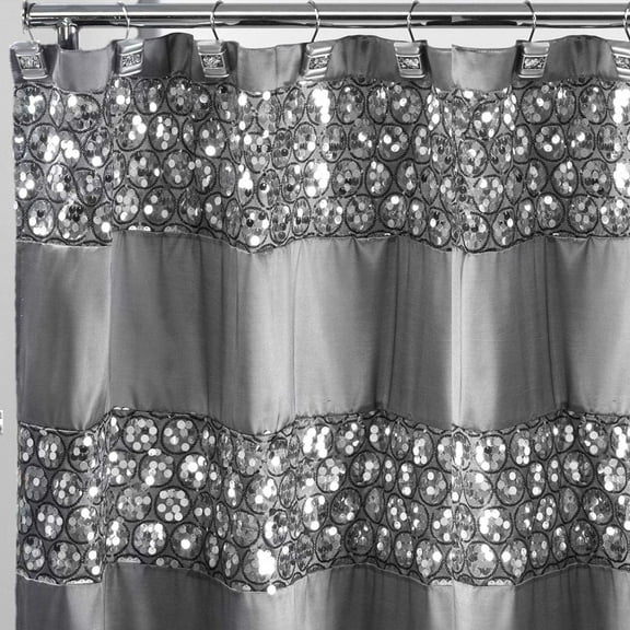 HElectQRIN 7 Piece Sinatra Silver Shower Curtain, Resin , Towels and Rugs Set