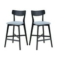 thumbnail image 3 of Hassch Set of 2 Modern Wooden Bar Chairs, Padded Counter Height Stools with Backrest and Footrest for Kitchen or Dining Room (Black), 3 of 6