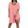 thumbnail image 6 of Pyhlmscde Lounge Sets for Women, Women Plus Size 2 Piece Outfits Short Sleeve Tunic Slit Tops Skinny Biker Shorts Sets Tracksuits, Two Piece Sets for Women Summer Pink S, 6 of 9