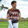 thumbnail image 3 of Xecao Happy Thanksgiving Mens' Casual Short Sleeve Button-Down Polo Shirts for a Classic Golf Shirts-X-Large, 3 of 6