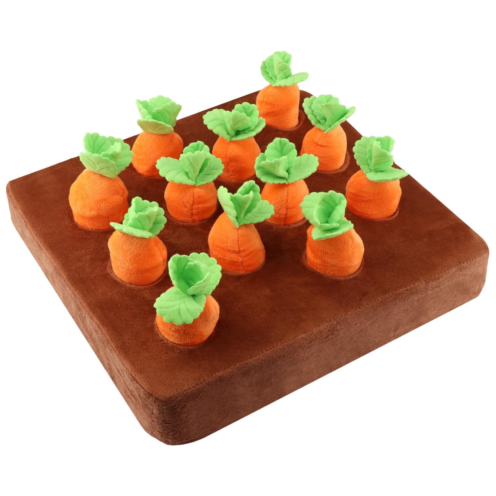 Carrot Dog Toys – Carrot Snuffle Mat for Dogs, Interactive Dog Plush Puzzle Toys 2 in 1 Fun Nosework Feed Games, Pet Stress Relief and Brain Training Foraging Skill with 12 Carrots