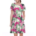 thumbnail image 1 of Fotbe Orchids Flowers Vestido Largo de Moda para Mujer, Vestido Tipo Camiseta con Manga Corta y Estilo Casual a Rayas y Bloques de Color, 1 of 6