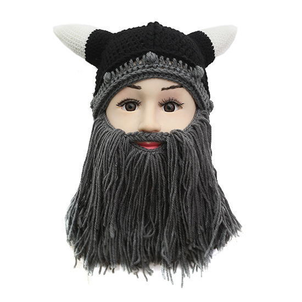 : Viking Hat with Removable Beard Knitted Novelty Hat : Clothing,  Shoes & Jewelry