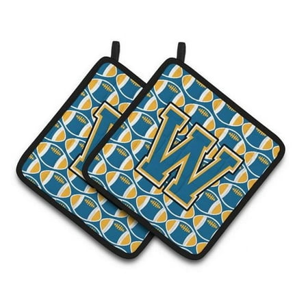 

Letter W Football Blue & Gold Pair of Pot Holders