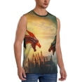 thumbnail image 2 of Kdxio Castle Red Green Sky Dragon for Men's Muscle T-shirt,Sleeveless for Workout Running Athletic Gym Lounge Casual, 2 of 5