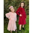 thumbnail image 7 of Oudiya Girls Velvet Long Sleeve Dress Crew Neck Winter Fall Vintage Party Dress for Kids 4-13Y, 7 of 7