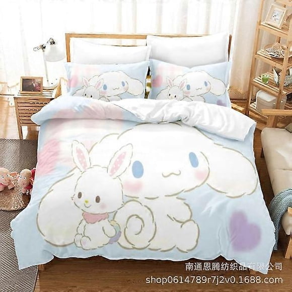 C02 Cartoon Cinnamoroll babyCinnamoroll Bedding Set Cover Duvet Pillowcases Kids Gift Db-Xin AU single 140x210cm