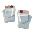 thumbnail image 1 of Guantes de lana con aislamiento térmico sin dedos para mensajes de texto para mujeres y hombres, cálidos y convertibles de punto con solapa Fäustlinge, 1 of 5