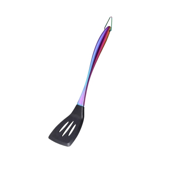 Stainless Steel Frying Spatula Non-Stick Pan Compatible Shovel for Home Kitchen Cooking Flipping Indoor Outdoor Barbecue Use Multi-Color Handle Design General Audience