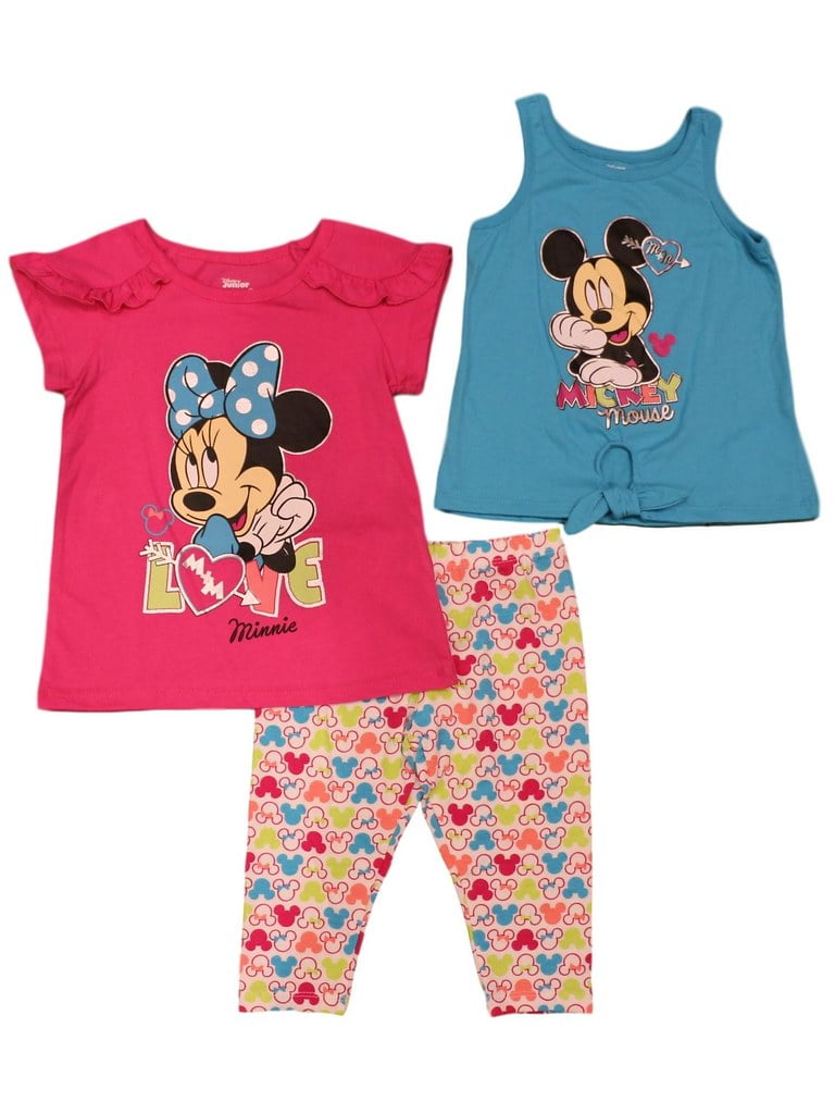Details about   Disney Toddler Girls' Minnie Mouse Top with attached Skirt Legs/Skeggings Set 3T 