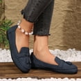 thumbnail image 3 of Womens Suede Penny Loafers Fashion Fringe Round Toe Stitching Flat Walking Shoes Lightweight Moccasins Driving Shoes Navy Size 8.5, 3 of 8