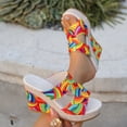 thumbnail image 5 of Womens Platform Wedge Sandals Color Block Cutout Leather Open Toe Wedges Heels Comfortable Slip on Mules Beach Vacation Slides Size 6, 5 of 7