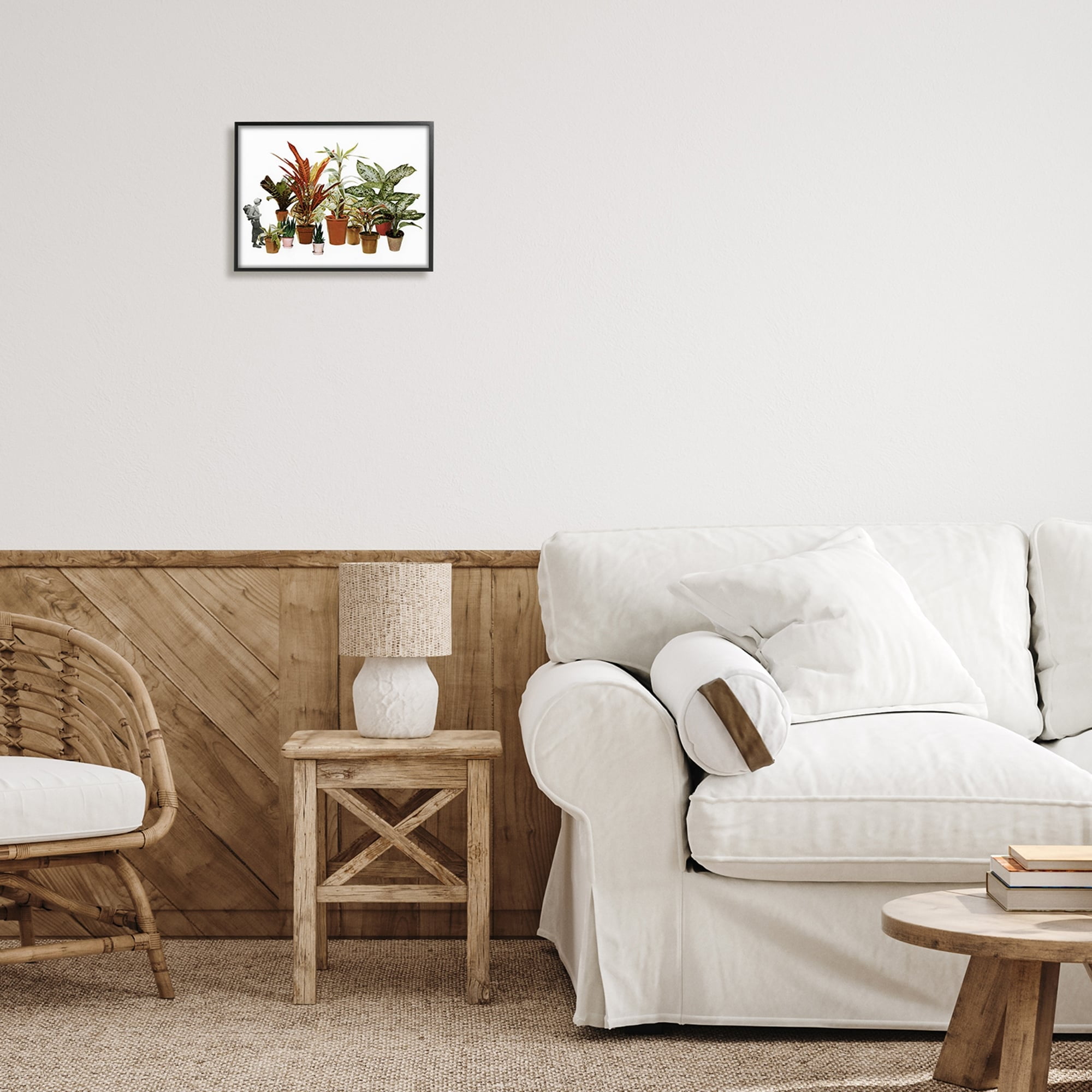 Stupell Industries Varied Terracotta Potted House Plants Floral Person Collage Framed Wall Art, 14 x 11, Design by Cassia Beck