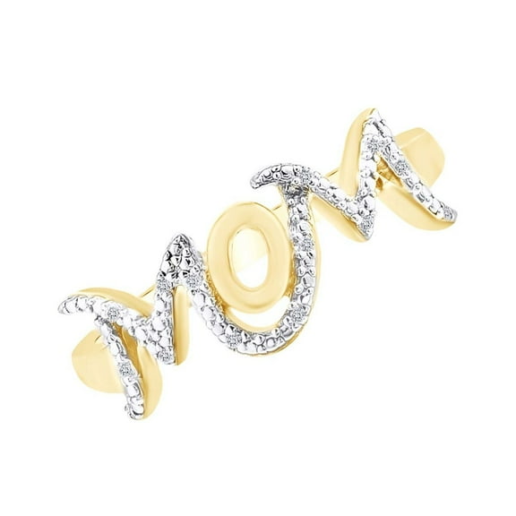 0.05 Cttw Round Natural Diamond Accent Solitaire Mom Ring In 14k Yellow Gold Over Sterling Silver-7.5