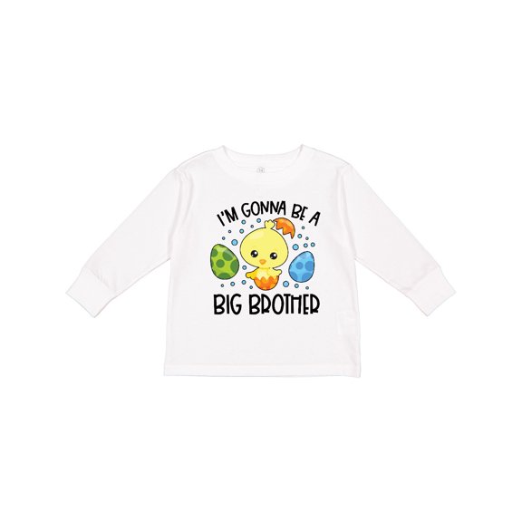Inktastic Easter I'm Gonna Be a Big Brother with Green and Blue Eggs Boys Long Sleeve Toddler T-Shirt