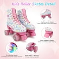 thumbnail image 3 of GAMBE Roller Skates for Girls,High-top PU Leather Rollerskates,Light up 4 Wheels Roller Skates (Women 8), 3 of 8