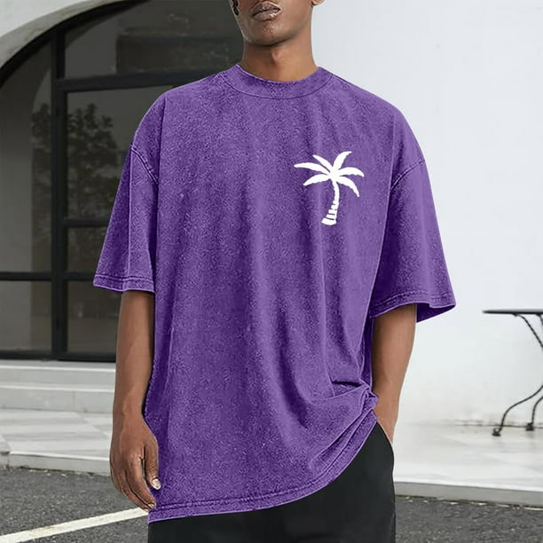 Tops para hombre, blusas y camisas de cuello redondo y manga corta para hombre, camisetas deportivas informales de color liso con cuello redondo y efecto desgastado, blusas de licra para hombre.