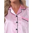 thumbnail image 5 of DARING DIVA Women's Satin Pajama Set Silky Long Sleeve Button Down Sleepwear L Light Pink, 5 of 7
