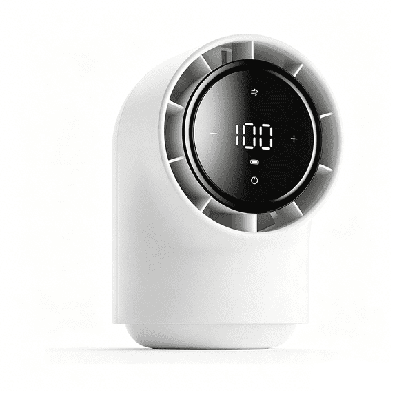 Idealforce Touch Control Desk Chic Lite Fan, 100 Speeds Quiet Digital Display Small Table Fan, 4000mAh Battery Powered Desktop Fan for Bedroom, Bedside, Office, Travel -White