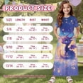 thumbnail image 7 of Uourmeti Kids Girls Short Sleeve Purple Dragon Sky Print Dress Summer Casual Loose Dresses Cute Holiday Long Maxi Dress with Pockets, Size 9-10 Years, 7 of 7