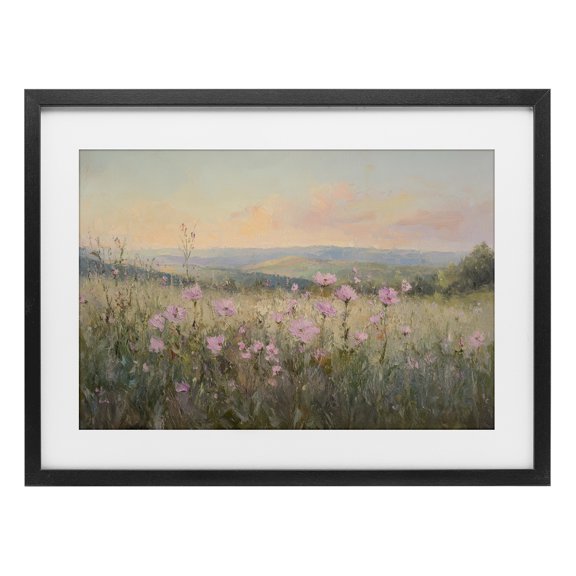 Stupell Industries Transitional Tranquil Meadow At Dawn Black Framed Print Under Glass, 20 x 14, by Petals Prints Design