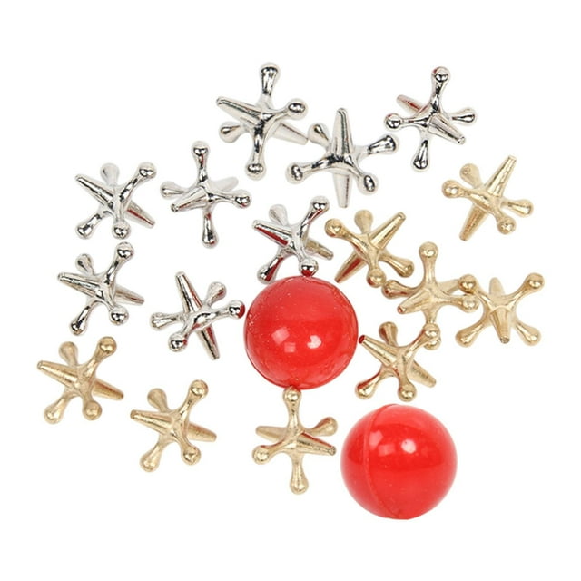 Juego de Jacks con la pelota Jacks Table Actividades del juego Familia Retro 2 Bolas de goma roja Juegos de mesa clásicos Jacks Metal Jacks