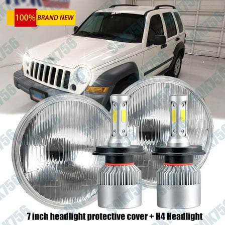 Pair DOT 7" Inch LED Headlights Hi/Lo Beam H4 Glass For Jeep Liberty 2003-2007