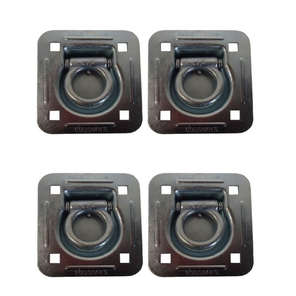 Recessed D-Ring 6,000 lb Tiedown w/ Backing Plate 4 pack Cap 