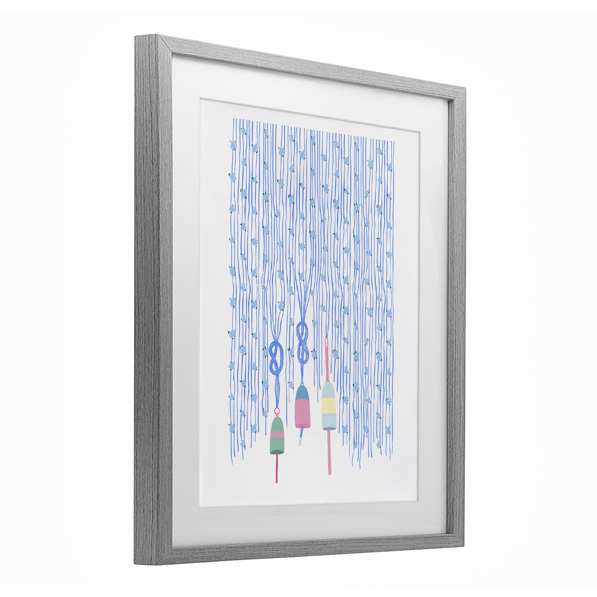 Stupell Industries Hanging Buoys on Ropes Gray Framed Print Under Glass, design by Melissa Tilley
