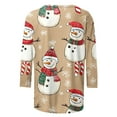 thumbnail image 4 of LEKWK Brown Tops for Women Merry Xmas Crew Neck 3/4 Sleeve Tshirts Womens Christmas Sweaters Fashion Womens Snowman Shirt, 4 of 5
