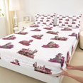 thumbnail image 3 of Erosebridal Train Fitted Sheet Full, Railroad Bed Set, Pink Pattern 3 Pieces 1 Fitted Sheet and 2 Pillowcases, 3 of 6