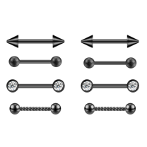 ZS 14G Black Nipple Piercing Stainless Steel Tongue Ring Barbell Nipple Ring for Women