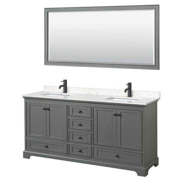 Wyndham Collection Wcs202072d-Vca-M70 Deborah 72" Free Standing Double Basin Vanity Set -