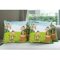 thumbnail image 6 of Ambesonne Cartoon Throw Pillow Cover 4 Pack, Print 3 Monkeys Savannah, 16", Pale Blue Brown and Green, 6 of 7