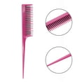 thumbnail image 3 of 1 Pc Women Durable Highlight Rat Tail Comb for Curly Straight Hair Rose Red ABS, 3 of 4